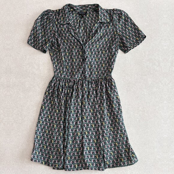Topshop Silky Piped Tile Shirt Day Dress ASO Clara Oswald - Picture 5 of 9